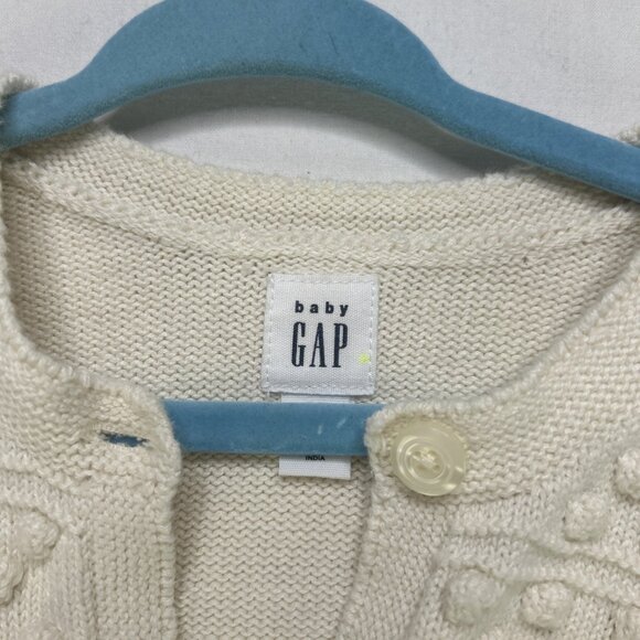 Baby Gap Knit Chunky Cardigan Sweater Cream Ivory Girls 12-18 Month Textured - Picture 2 of 6